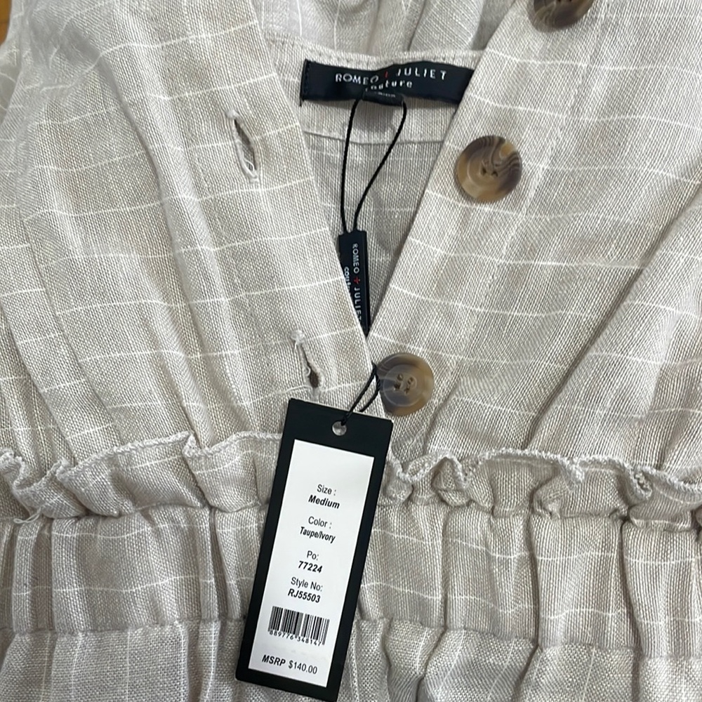 NWT Romeo and Juliet Couture Linen blend Jumper Jumpsuit